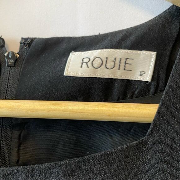 VINTAGE Black Ruffle Long Sleeve Square Neck Dress - Picture 4 of 8